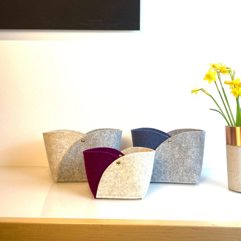 Filzkörbe in verschiedenen Größen und Farben